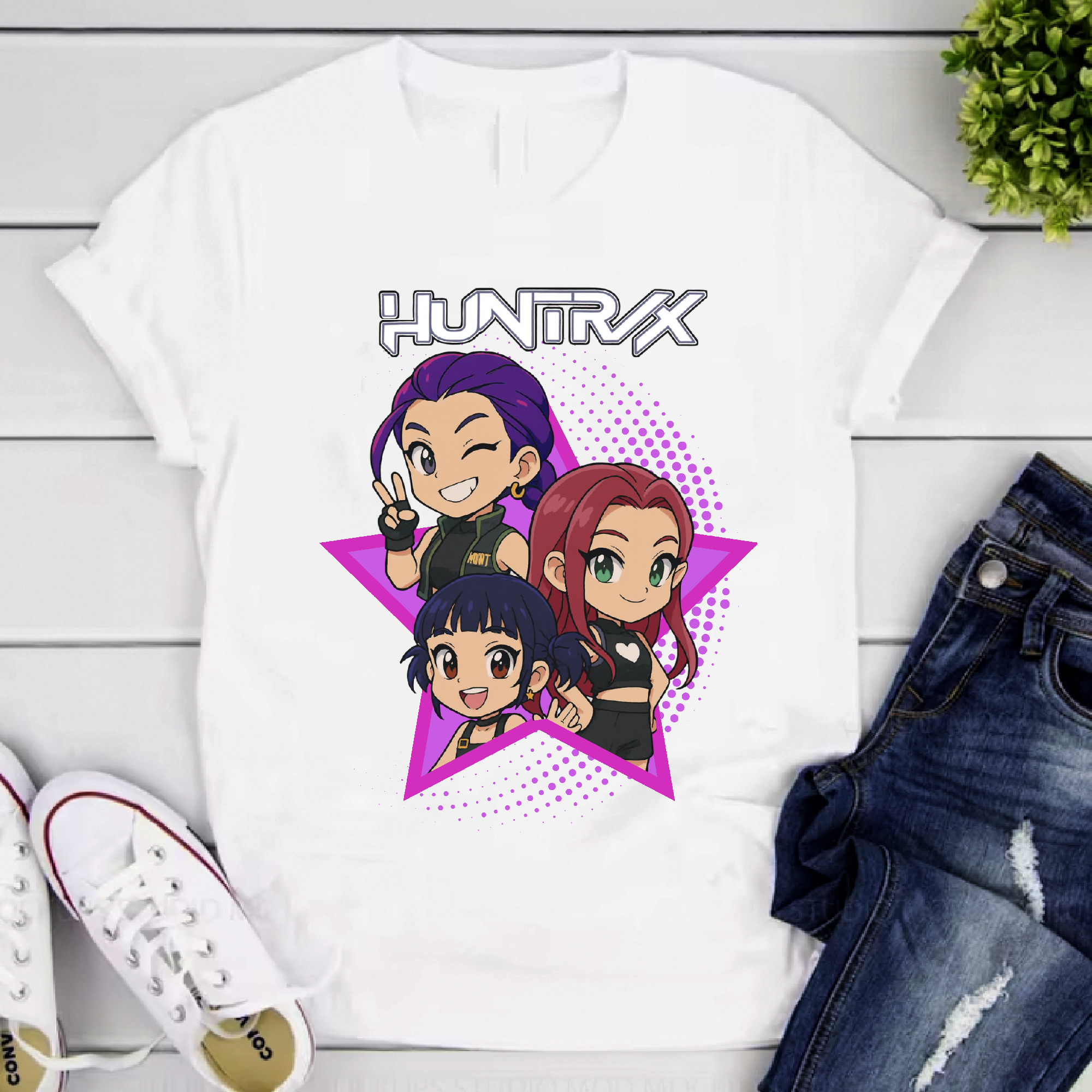 Huntrix póló, csillag mintában
