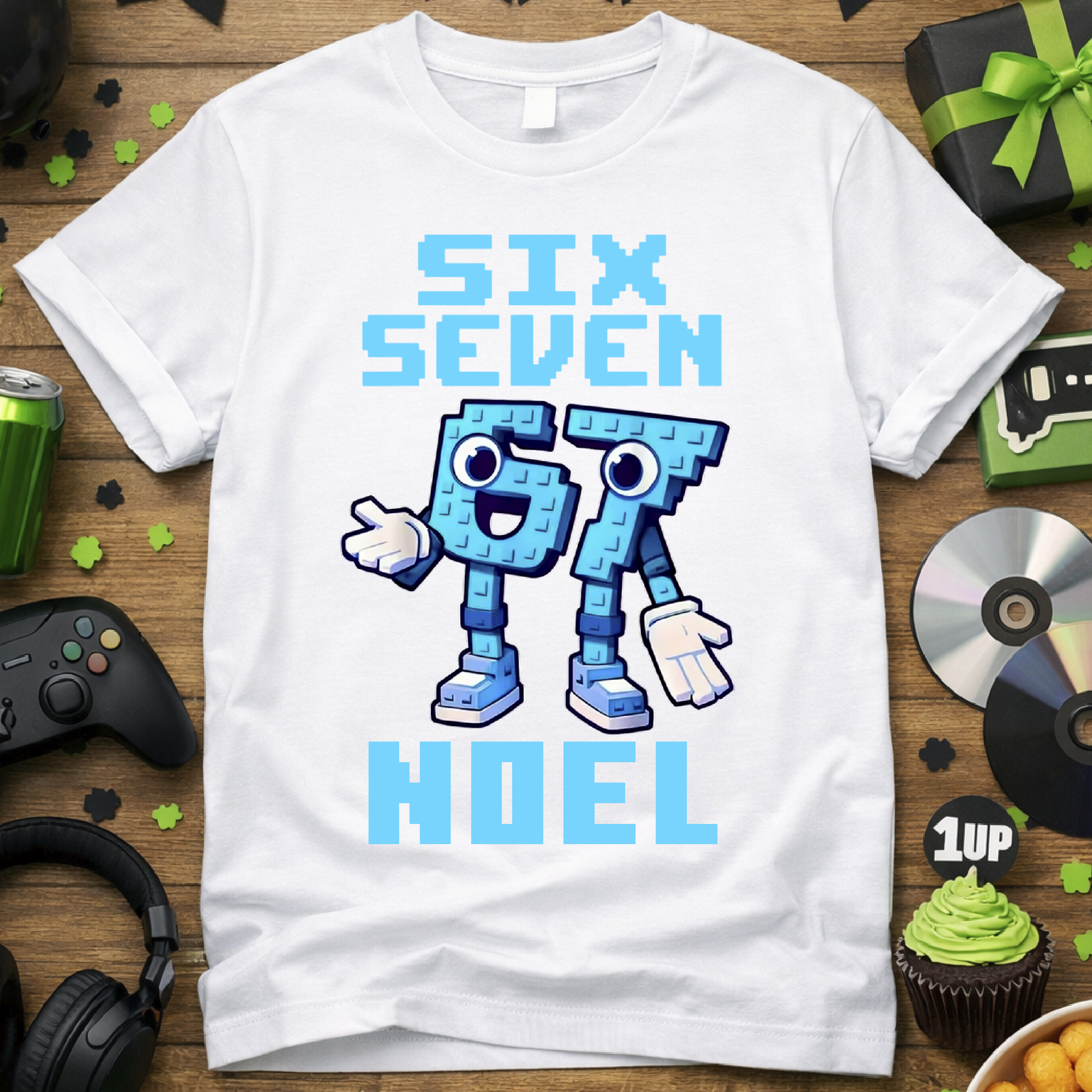 Six seven póló kék mintával, névvel
