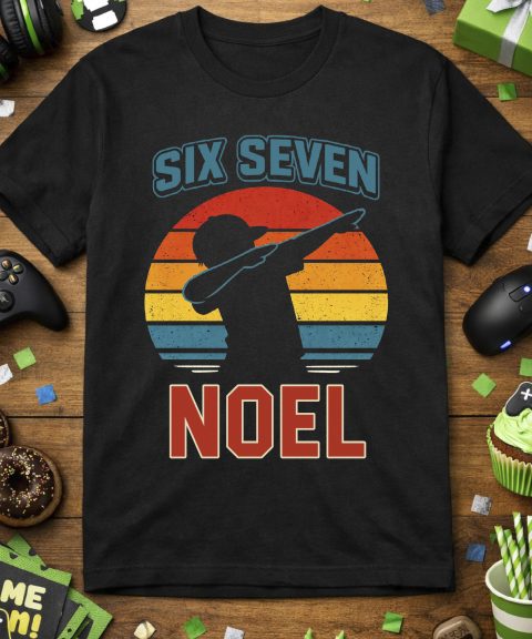 Six seven póló vagány sráccal, szivárványos háttérrel, névvel