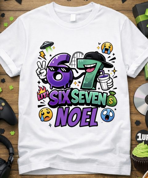 Six seven póló, vicces figurákkal, névvel