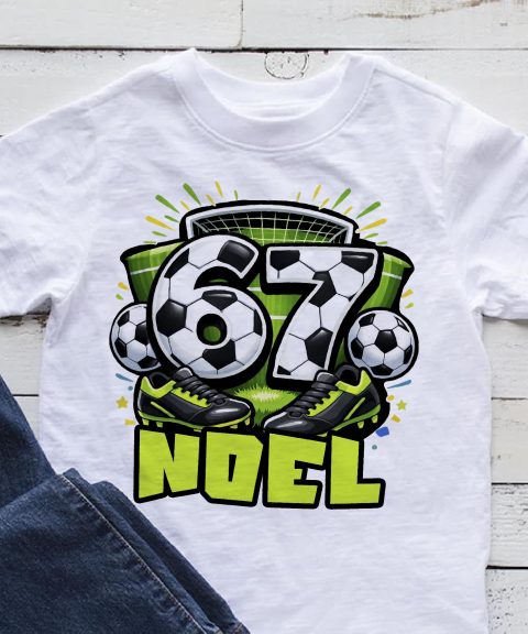 Six seven póló focis mintával, névvel
