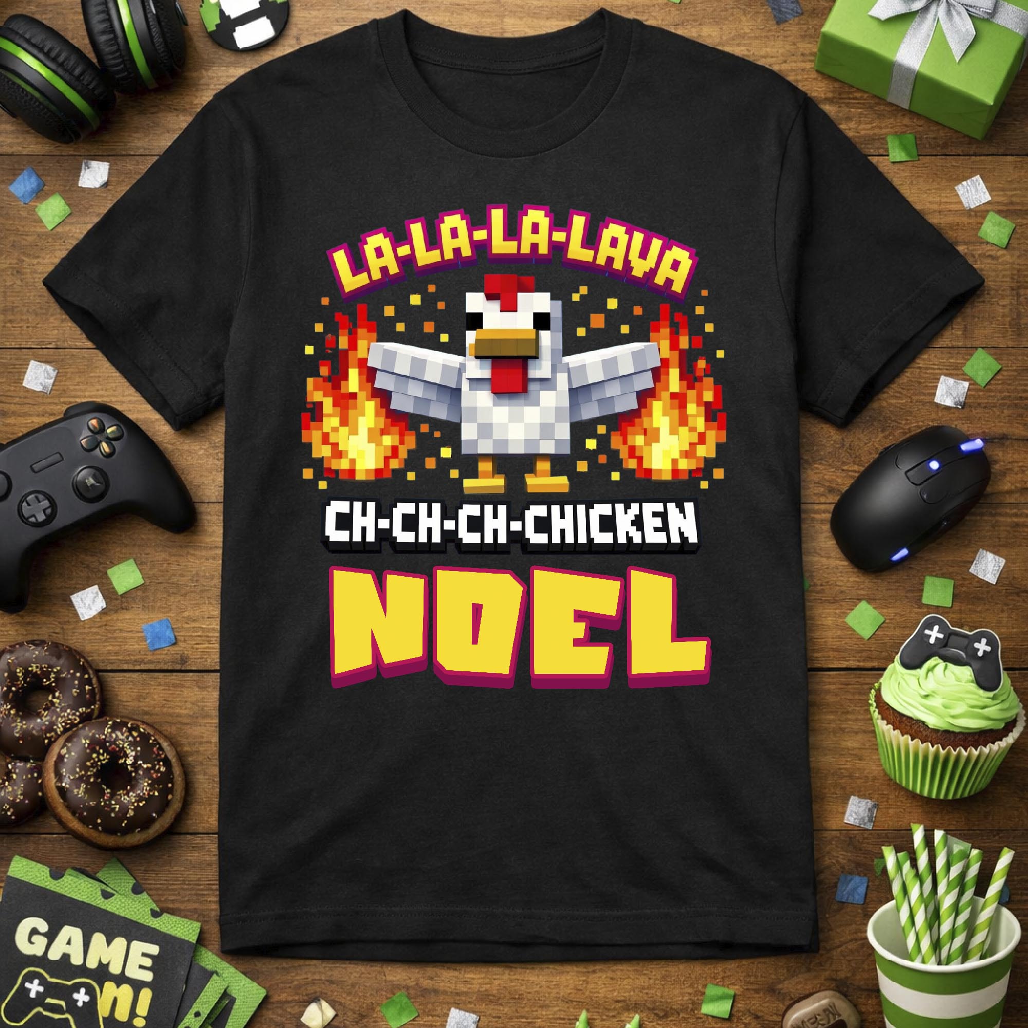 Lava Chicken mintájú póló, névvel