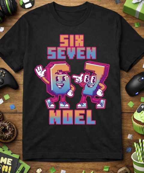 Six seven póló, sárga és kék színátmenettel, névvel