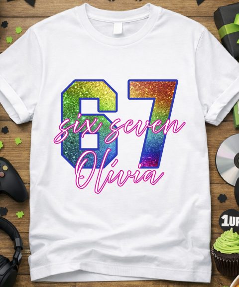 Csillám mintás, six seven póló, névvel