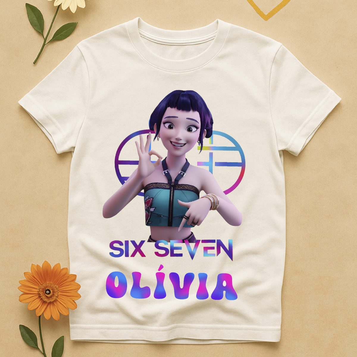 Huntrix Zoey mintás six seven póló, névvel