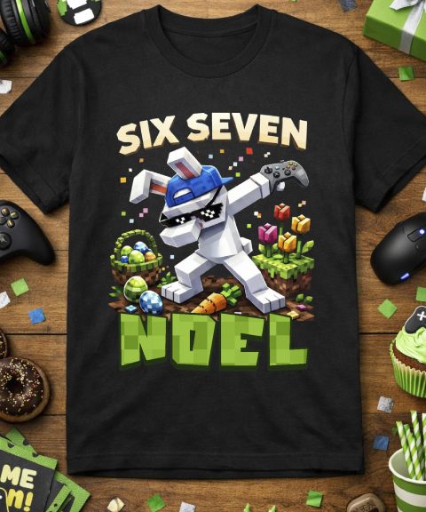 Húsvéti six seven póló gamer nyuszival, névvel