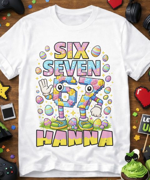 Húsvéti six seven póló tojásokkal, névvel