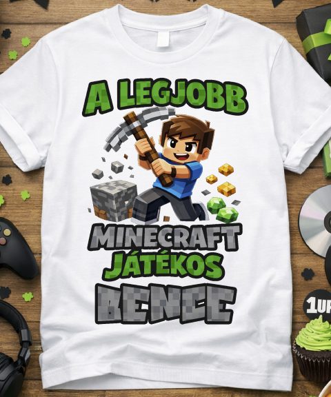 A legjobb Minecraft játékos póló, névvel