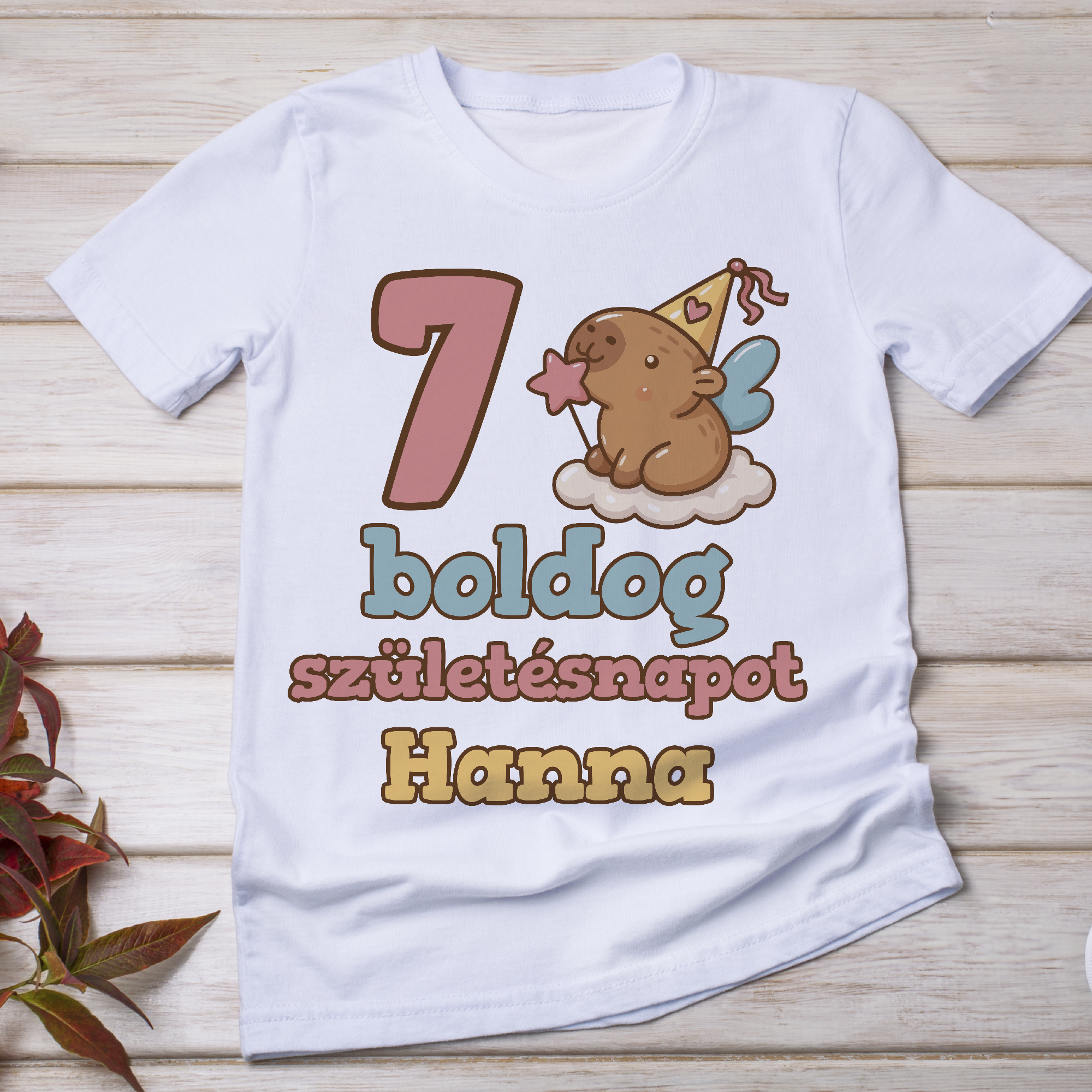 Capybara-s szülinapi póló, névvel, életkorral