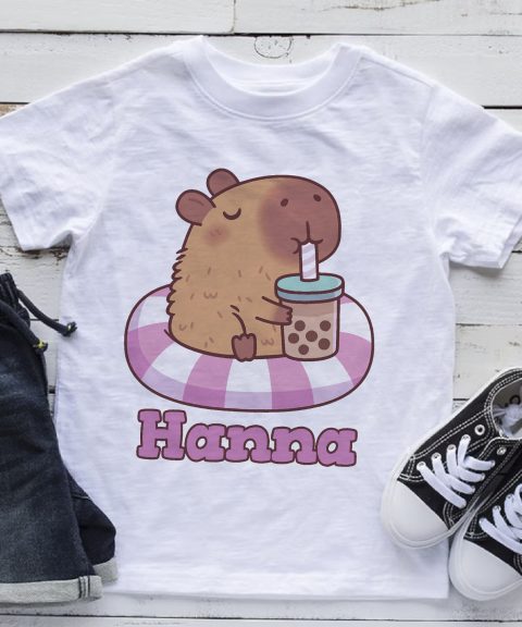 Capybara bubble tea-vel póló, névvel
