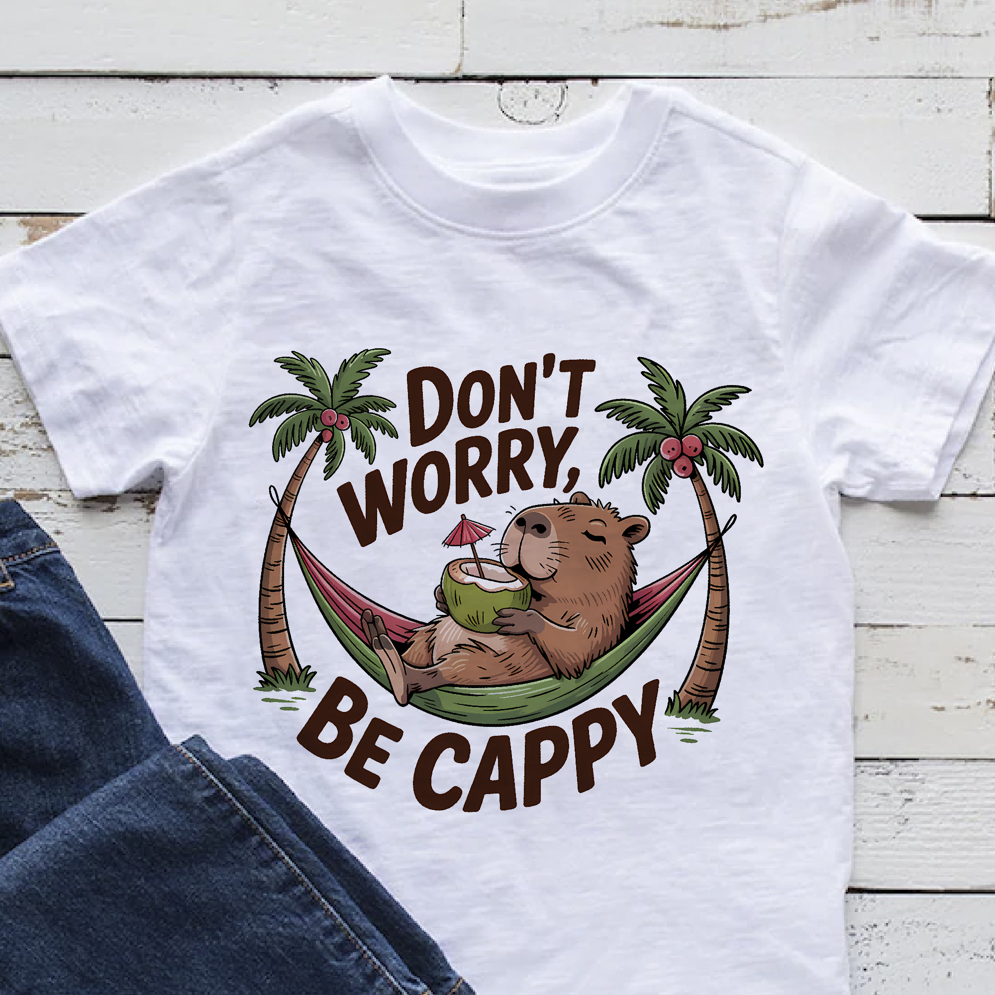 Don't worry be cappy póló, lazuló kisállattal