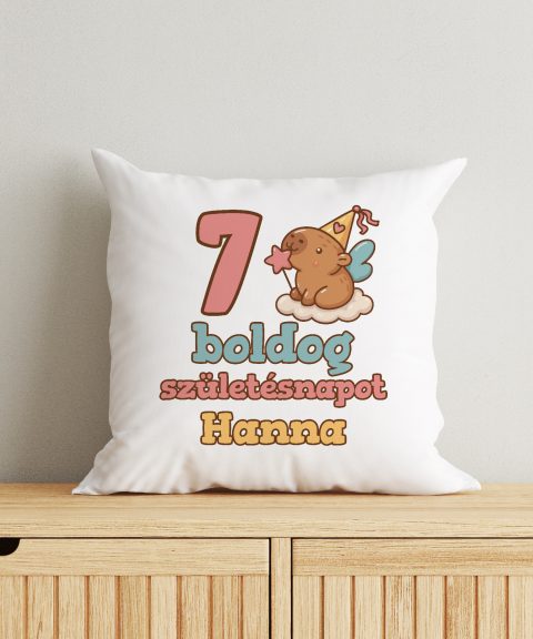 Boldog születésnapot capybarás párna névvel, életkorral
